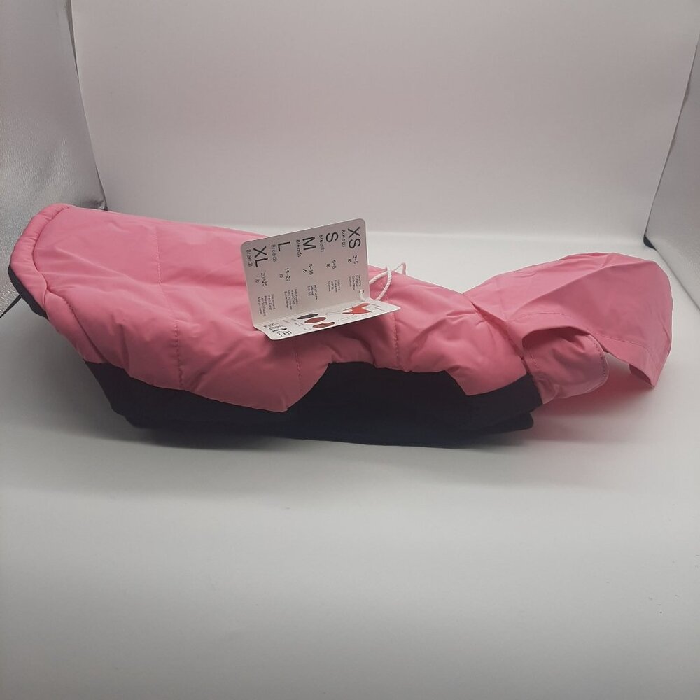 Small Dog Wind Parka Pink Sz Large Jacket Fleece Lining Roll-Up Hood